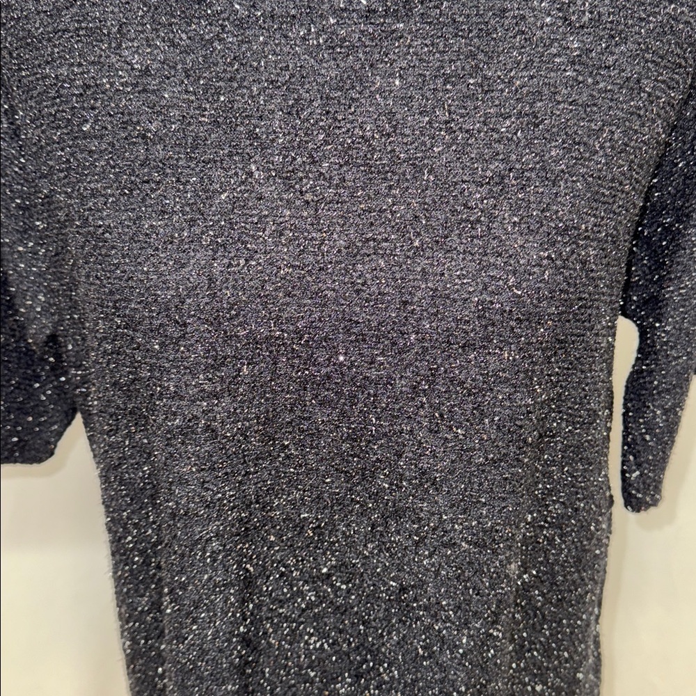 Nick & Sarah Plus Women’s Black Metallic Sparkle Short Sleeve Sweater Knit Top - Picture 7 of 7
